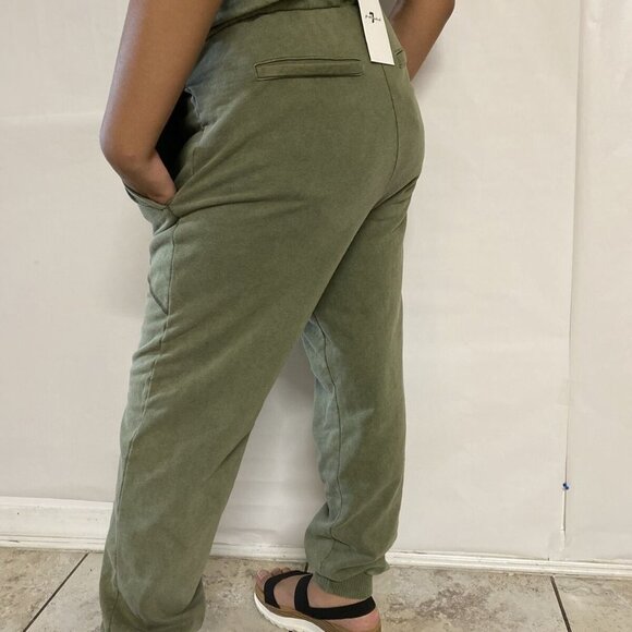 7 For All Mankind Women 2 Pocket Drawstring Joggers Pants Olive Green Size S NWT - Picture 4 of 6
